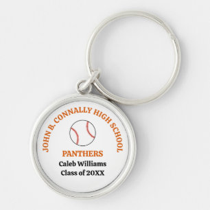 Orange High School Baseball Player Personalised Key Ring