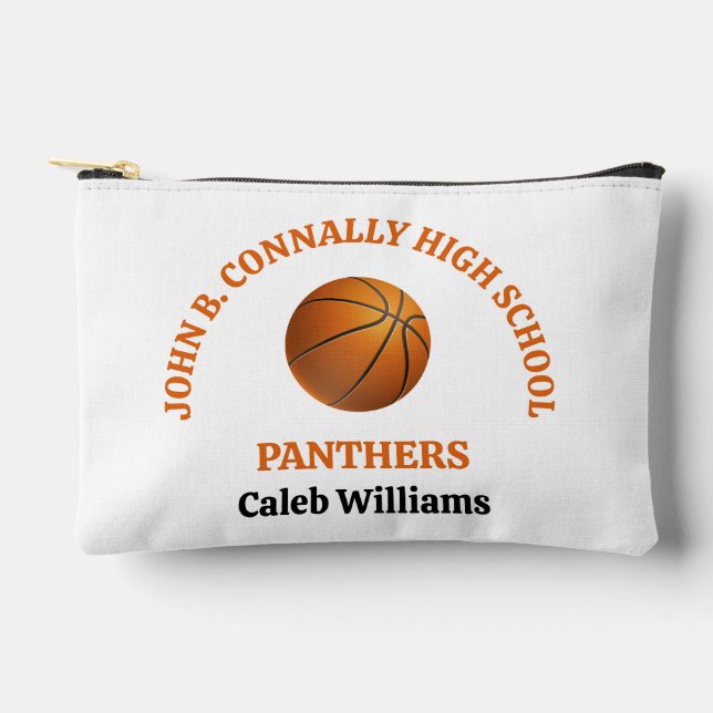 Orange High School Basketball Player Personalised Accessory Pouch (Front)