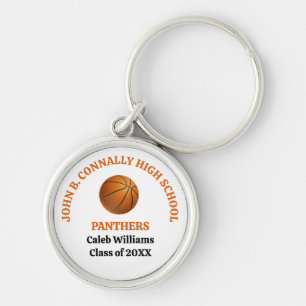 Orange High School Basketball Player Personalised Key Ring