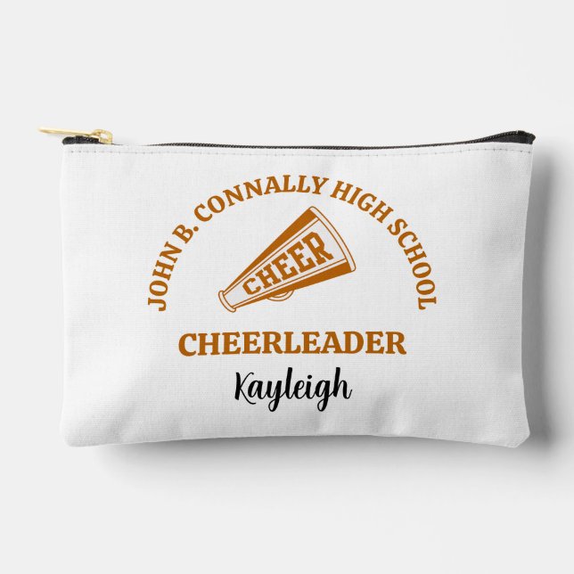 Orange High School Cheerleader Personalised Accessory Pouch (Front)