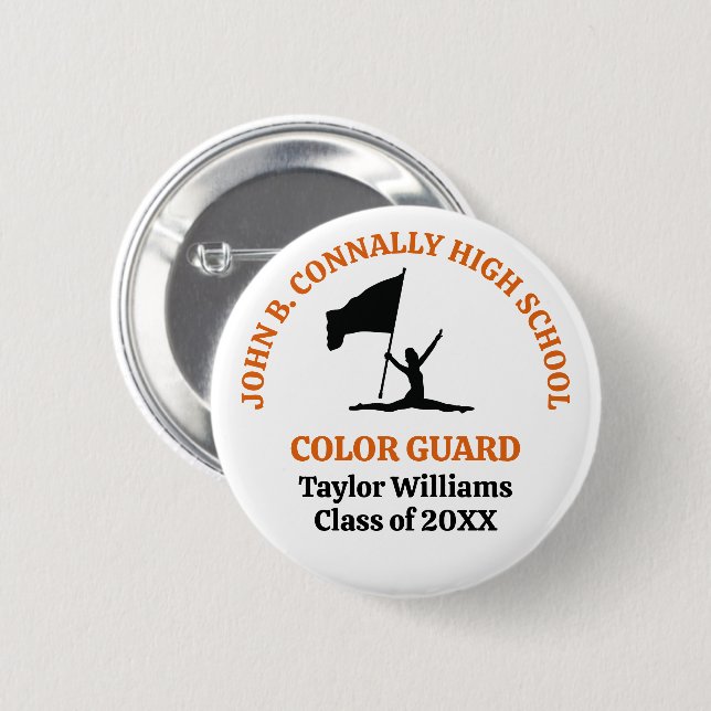 Orange High School Colour Guard Personalised 6 Cm Round Badge (Front & Back)