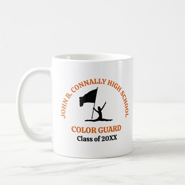 Orange High School Colour Guard Personalised Coffee Mug (Left)