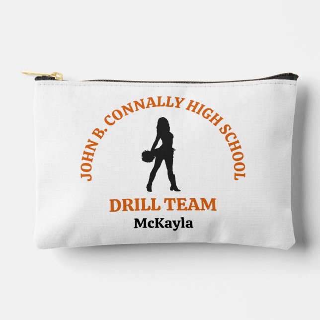 Orange High School Drill Team Dancer Personalised Accessory Pouch (Front)