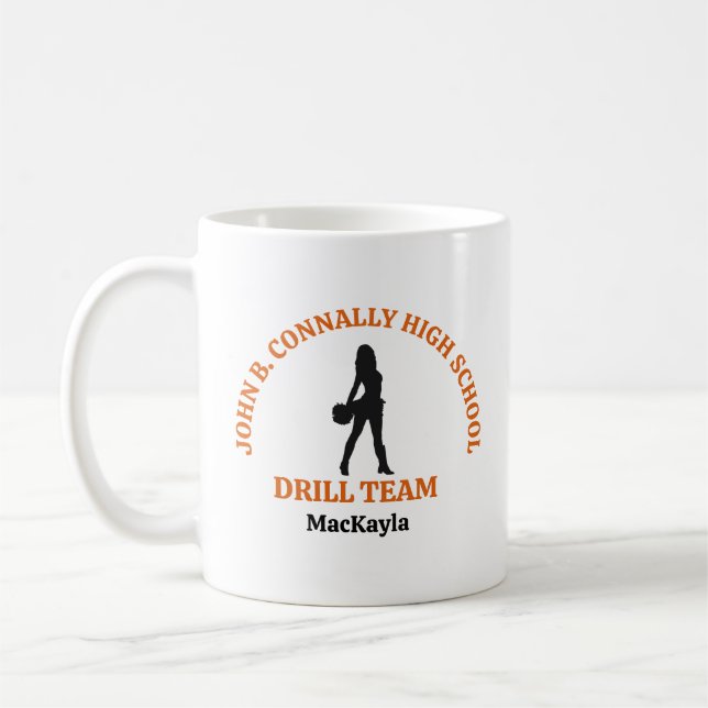 Orange High School Drill Team Dancer Personalised Coffee Mug (Left)