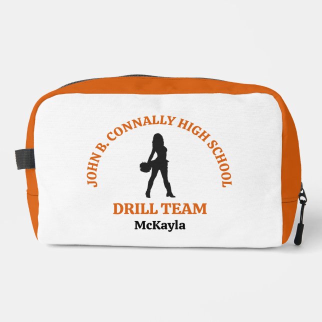 Orange High School Drill Team Dancer Personalised Dopp Kit (Front)