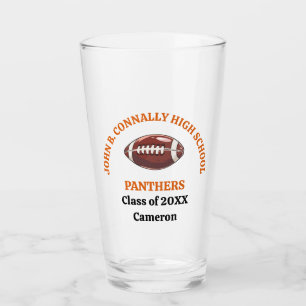 Orange High School Football Player Personalised Glass