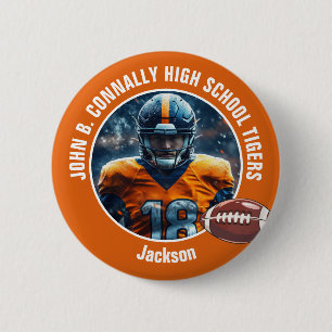 Orange High School Football Player Photo 6 Cm Round Badge