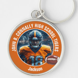 Orange High School Football Player Photo Key Ring