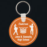 Orange High School Marching Band Personalised Key Ring<br><div class="desc">This cool customised orange high school marching band keychain features white typography of your player name under the drums. A great student musician keychain for parents.</div>