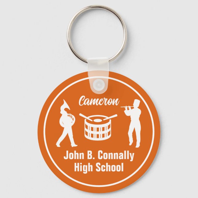 Orange High School Marching Band Personalised Key Ring (Front)