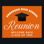 Orange High School Reunion Custom Alumni Welcome Poster<br><div class="desc">A classic custom class reunion party welcome poster for alumnus in orange and white typography for a high school,  college,  or university. Customise with your school name and graduating class  for great personalised alumni celebration decor.</div>
