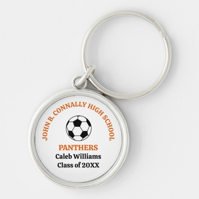 Orange High School Soccer Team Personalised Key Ring (Front)