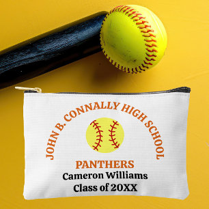 Orange High School Softball Player Personalised Accessory Pouch