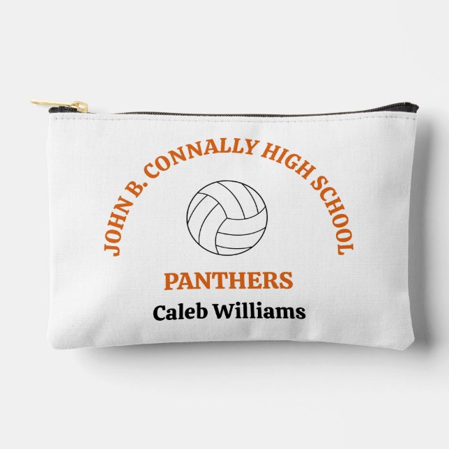 Orange High School Volleyball Player Personalised Accessory Pouch (Front)