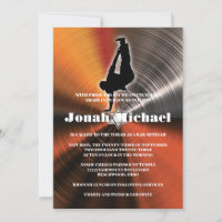 Orange Hip-Hop Dance Dancer Bar Mitzvah Invitation