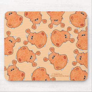 Orange Hippo Head collage Mouse Mat