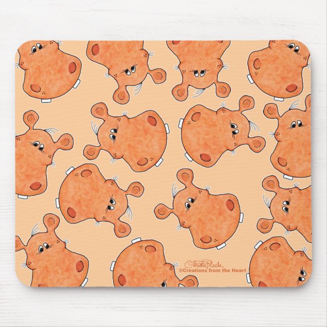 Orange Hippo Head collage Mouse Mat (Front)