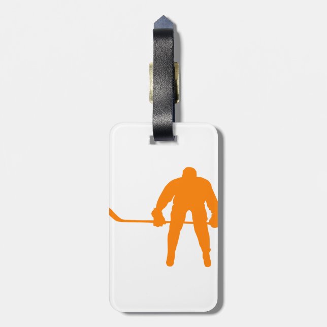 Orange Hockey Luggage Tag (Back Vertical)