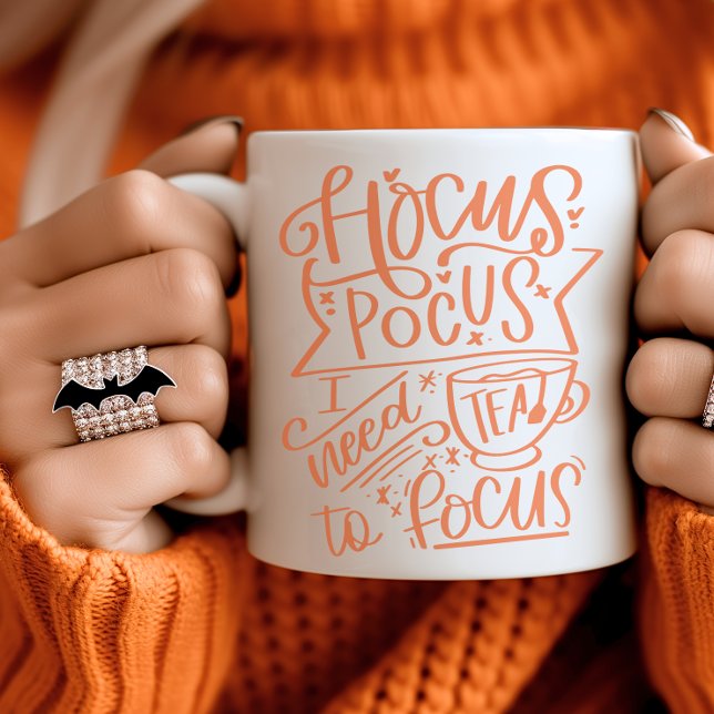 Orange Hocus Pocus I Need Tea Coffee Mug (Orange Halloween Hocus Pocus Tea Cup)