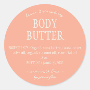 Orange Homemade Body Butter Ingredients Classic Round Sticker