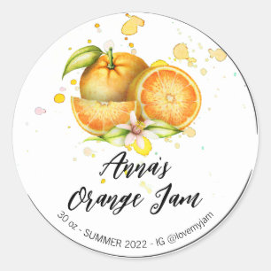 *~* Orange Homemade Jelly Jam Preserves AP30 Classic Round Sticker