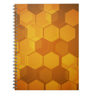 Orange honeycomb hexagon pattern notebook