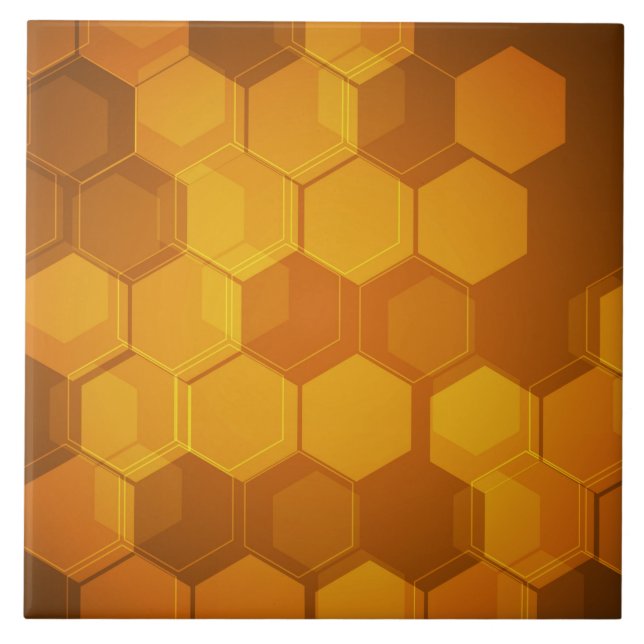 Orange honeycomb hexagon pattern tile (Front)
