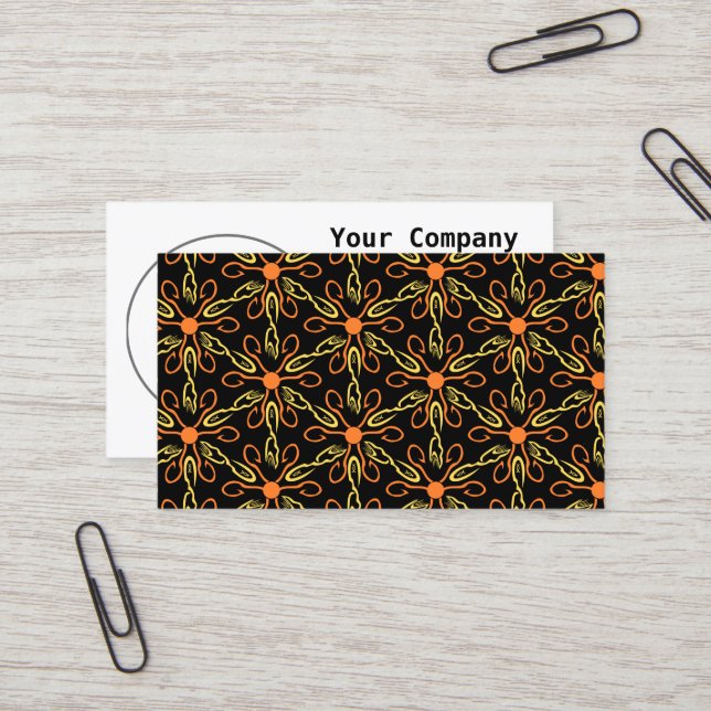 Orange Hook Yellow Hook Yellow Fish Flower Pattern Business Card (Front/Back In Situ)