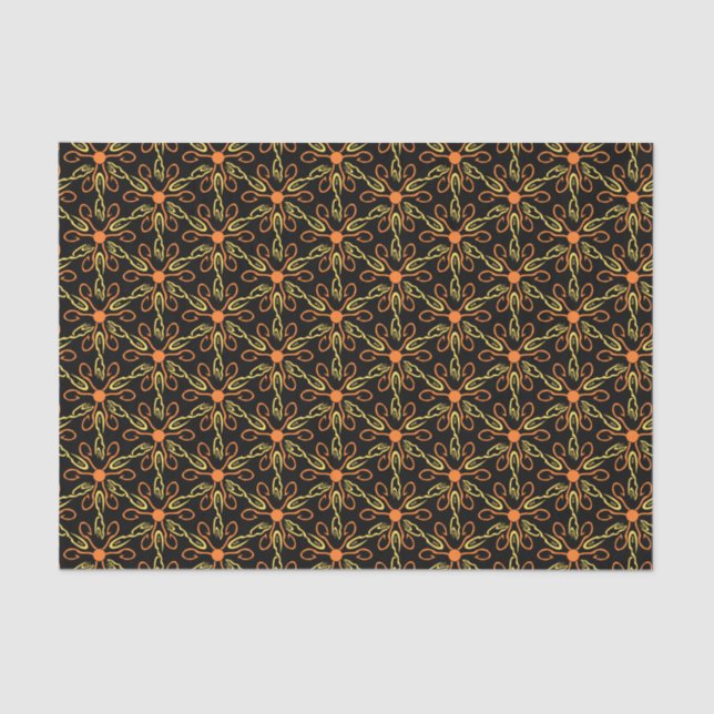 Orange Hook Yellow Hook Yellow Fish Flower Pattern Tissue Paper (Front)