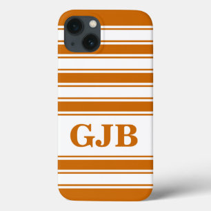 Orange Horizontal Stripe with Monogram iPhone 13 Case