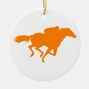 Orange Horse Racing Ceramic Tree Decoration