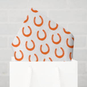 Orange Horseshoe Silhouette Modern Horses Barn Fun Tissue Paper