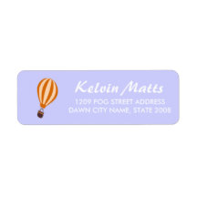 Orange hot air balloon on blue