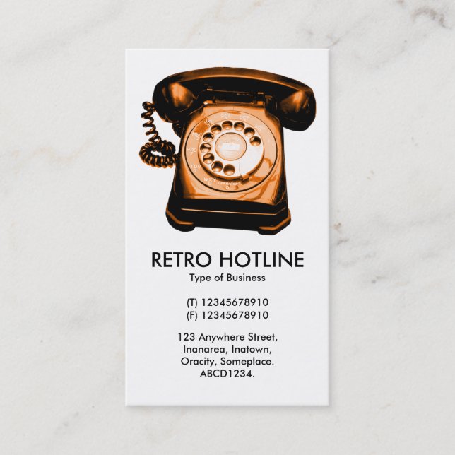 Orange Hot Line - White Business Card (Front)