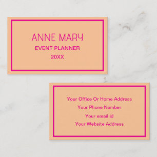 Orange Hot Pink Custom Colour Wedding Trendy Business Card