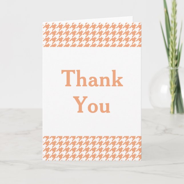 Orange Houndstooth Thank You Card (Front)