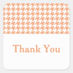 Orange Houndstooth Thank You Stickers