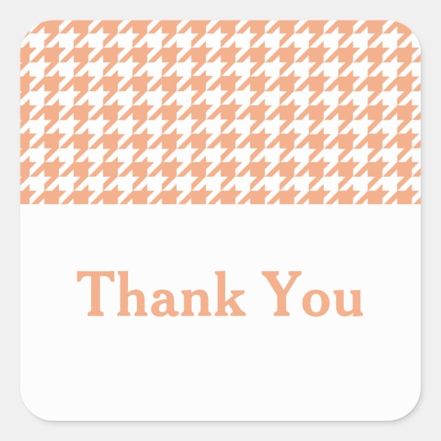 Orange Houndstooth Thank You Stickers (Front)