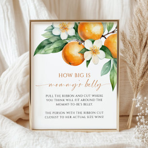 Orange How Big is Mommy's Belly Baby Shower Game Poster