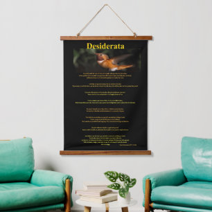 Orange Hummingbird Standing Still Desiderata Hanging Tapestry