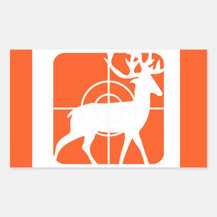 Orange Hunting Buck in Crosshairs Rectangular Sticker