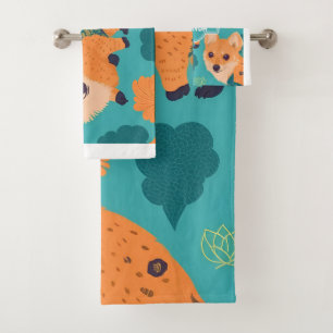 Orange Hyena Pastel Colourful Personalised Pattern Bath Towel Set