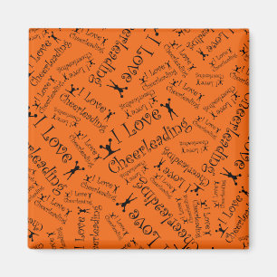 Orange I love cheerleading Magnet