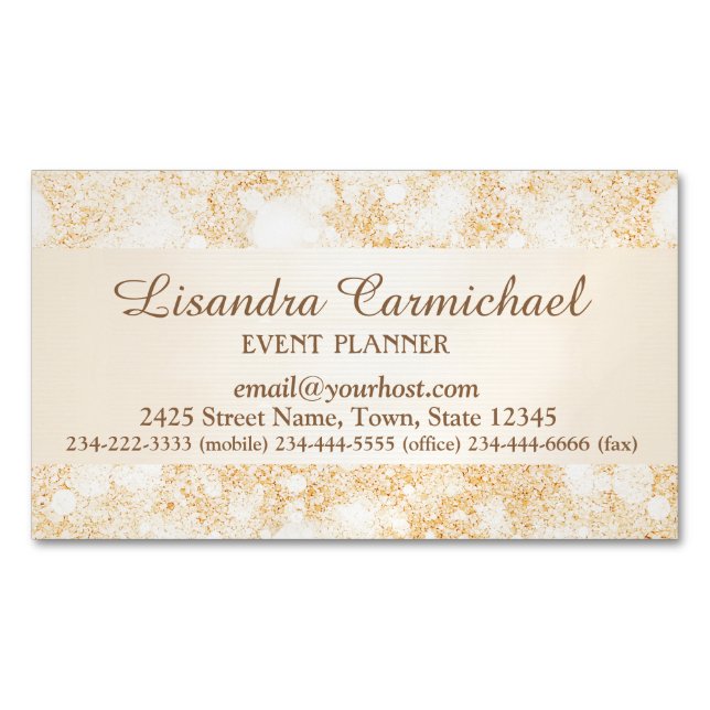 Orange Ice Bokeh Magnetic Business Card (Front)