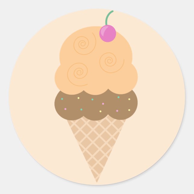 Orange Ice Cream Cone Classic Round Sticker (Front)