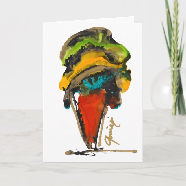 Orange Ice Cream Cone Lovitude Blank Note Card (Front)