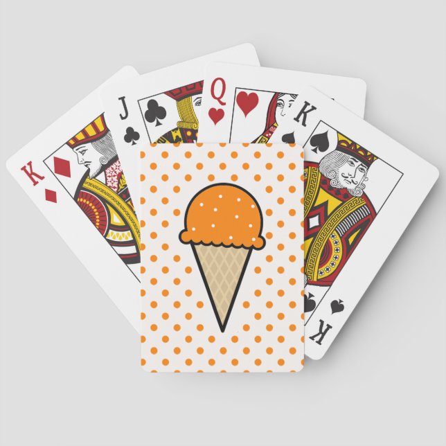 Orange Ice Cream Cone Playing Cards (Back)