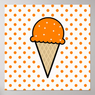 Orange Ice Cream Cone Poster