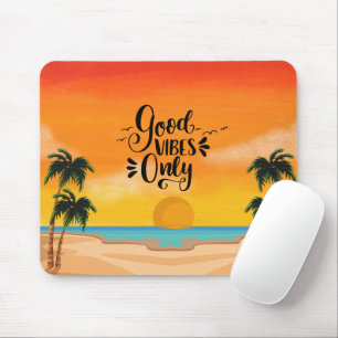 Orange Illustrated Good Vibes Only Mouse Mat