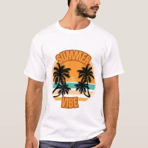 Orange Illustrative Summer Time Artwork T-Shirt